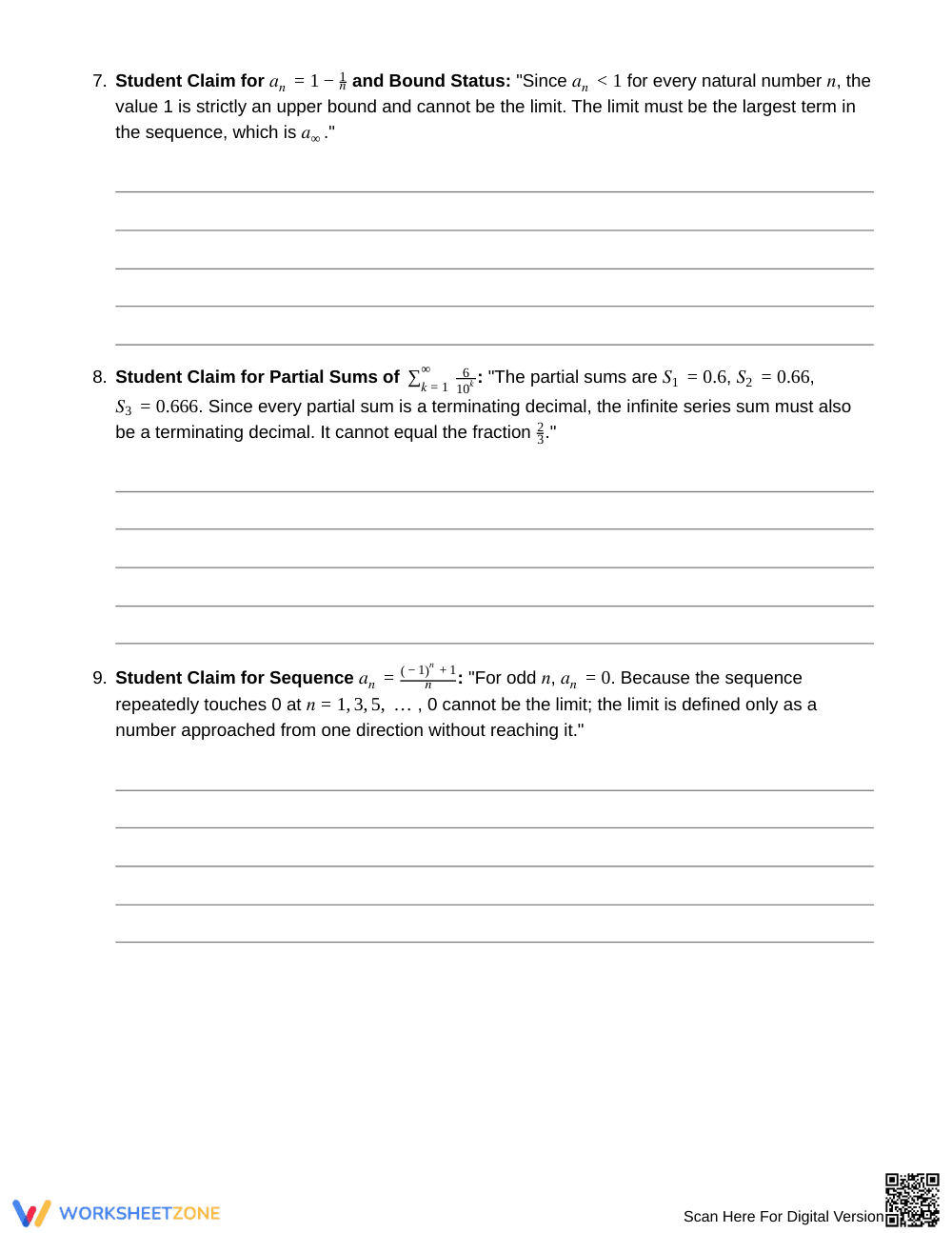 Complete Sequence Limits Worksheet | Grade 12 Precalculus - Page 4