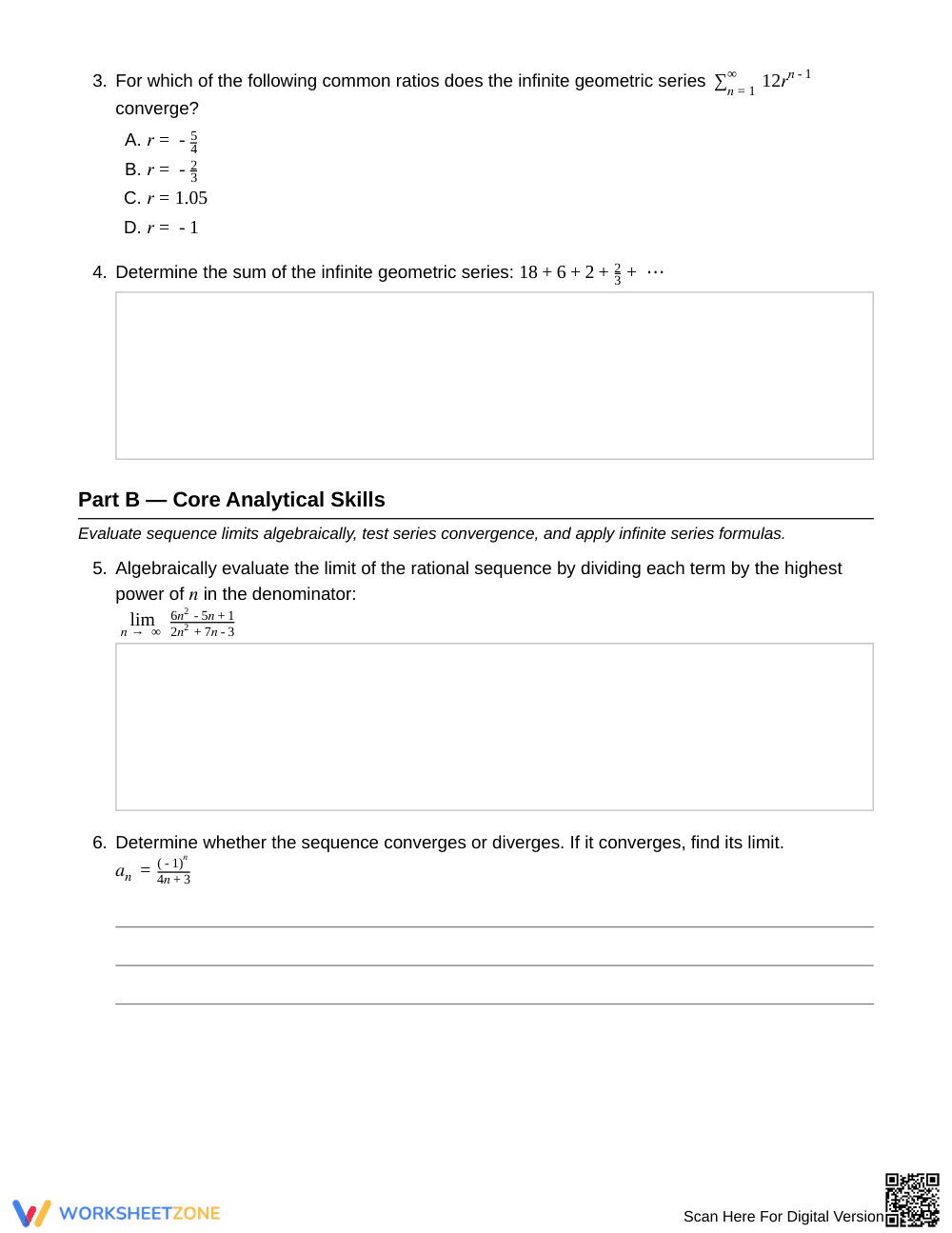 Complete Sequence Limits Worksheet | Grade 12 Precalculus - Page 2