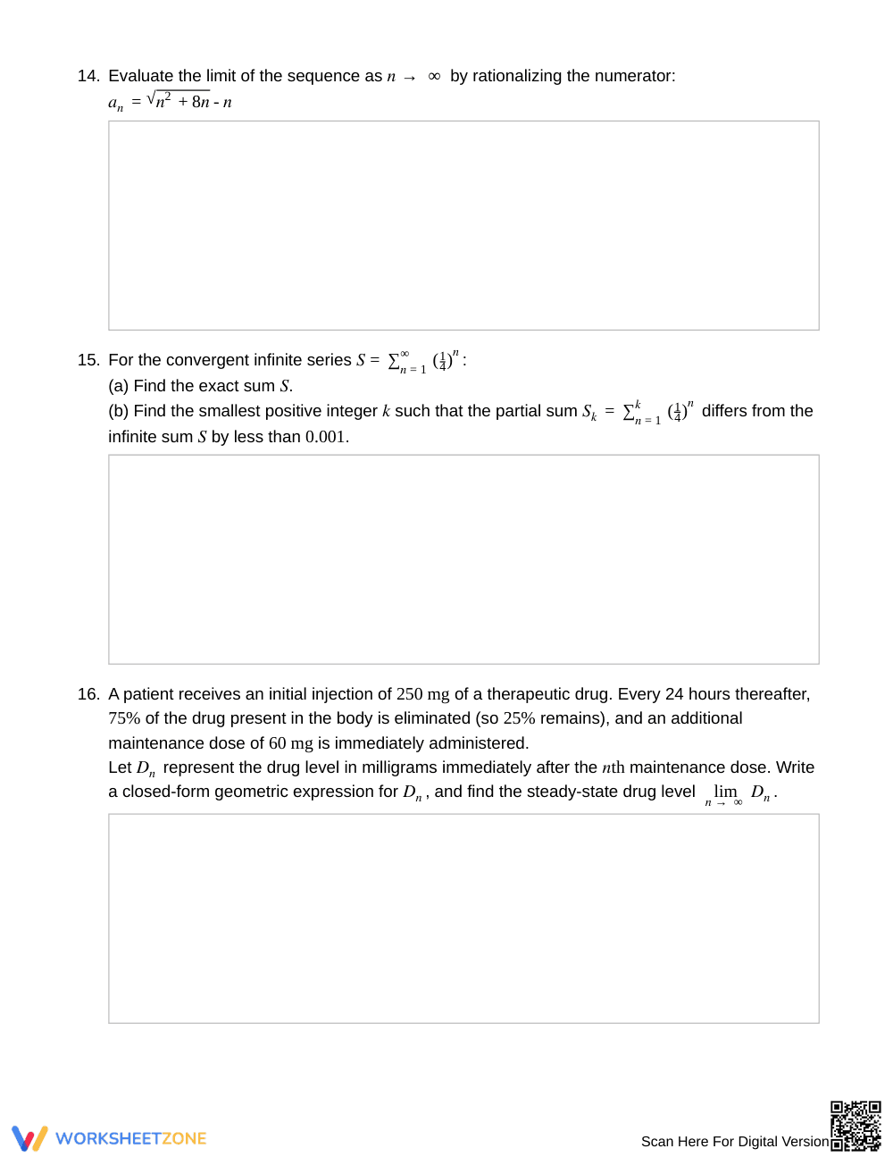 Complete Sequence Limits Worksheet | Grade 12 Precalculus - Page 5