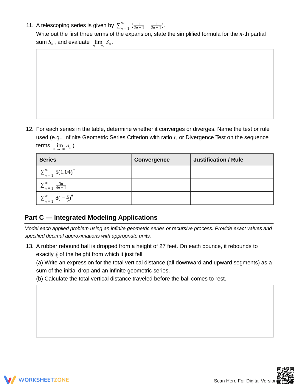 Essential Series & Limits Worksheet | Grade 12 Precalculus - Page 4