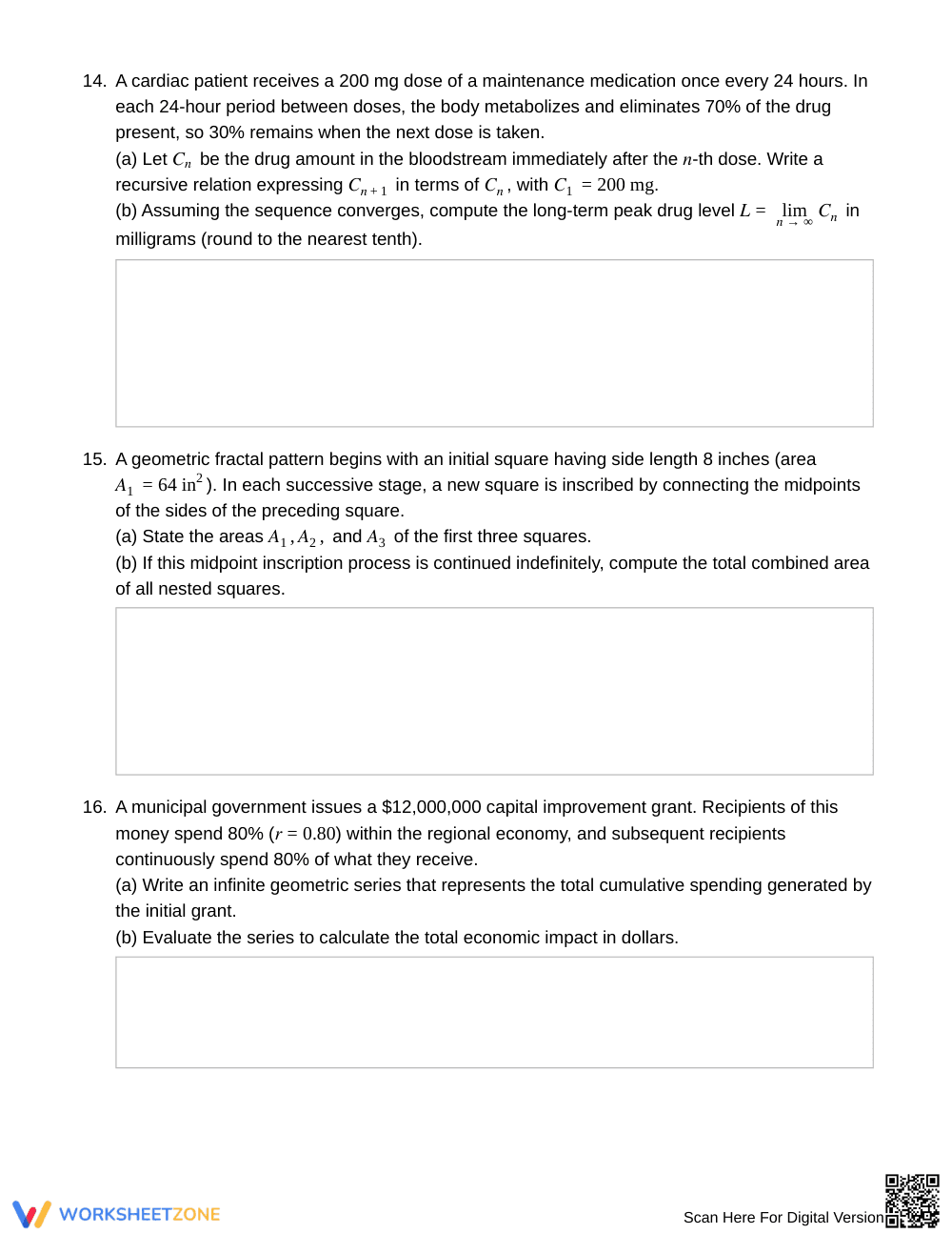 Essential Series & Limits Worksheet | Grade 12 Precalculus - Page 5