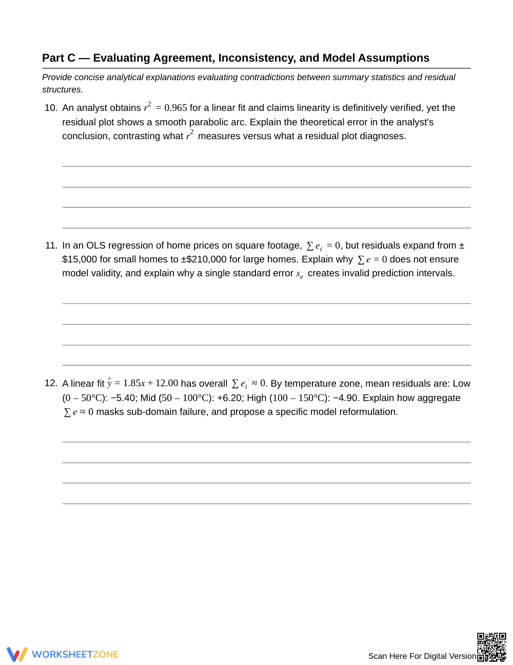 Complete Residual Patterns Worksheet | Grade 12 Statistics - Page 5
