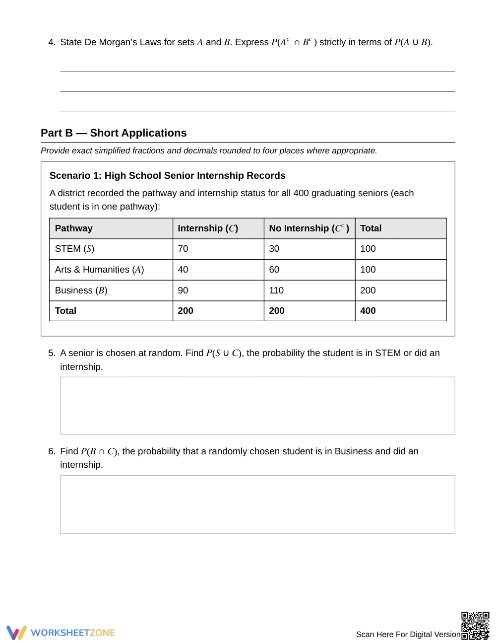 Complete Conditional Events Worksheet | Grade 12 Statistics - Page 2