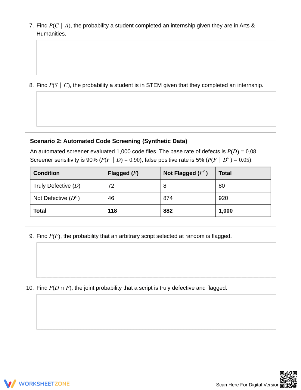 Complete Conditional Events Worksheet | Grade 12 Statistics - Page 3