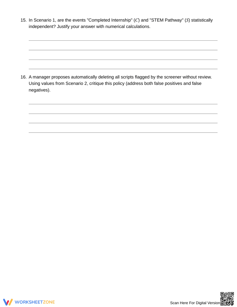 Complete Conditional Events Worksheet | Grade 12 Statistics - Page 5