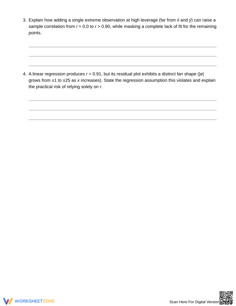 Proven Correlation & Fit Worksheet | Grade 12 Statistics - Page 2