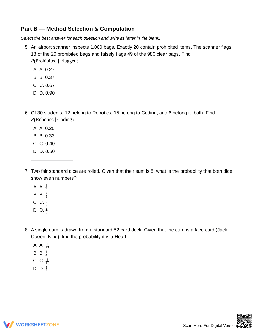 Essential Probability Rules Worksheet | Grade 12 Statistics - Page 2