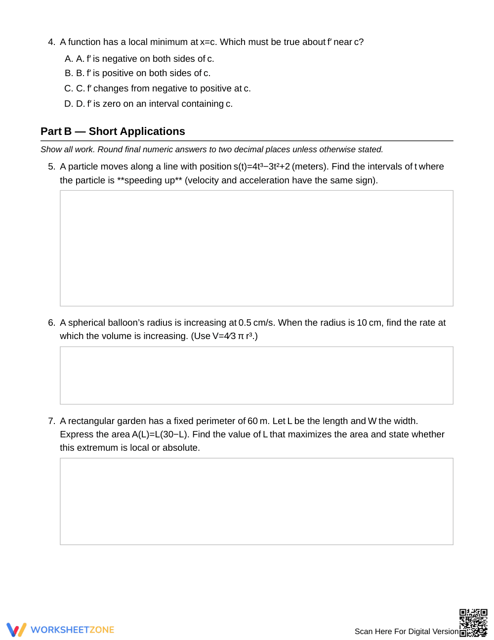 Essential Derivative Sign Worksheet | Grade 12 Calculus - Page 2