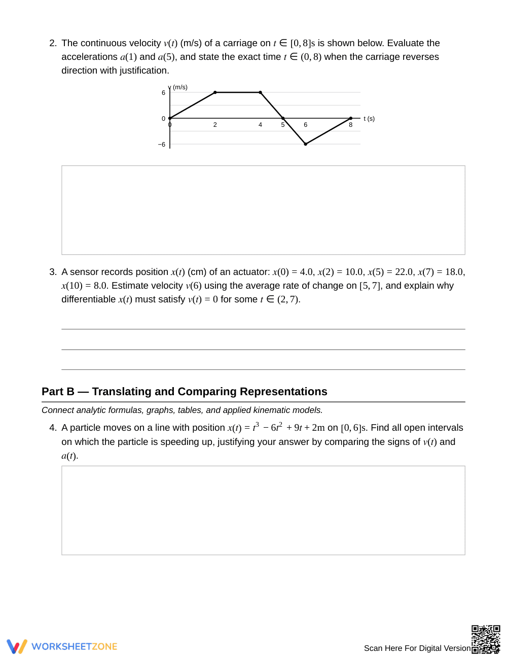 Free Kinematics Worksheet | Grade 12 Calculus - Page 2