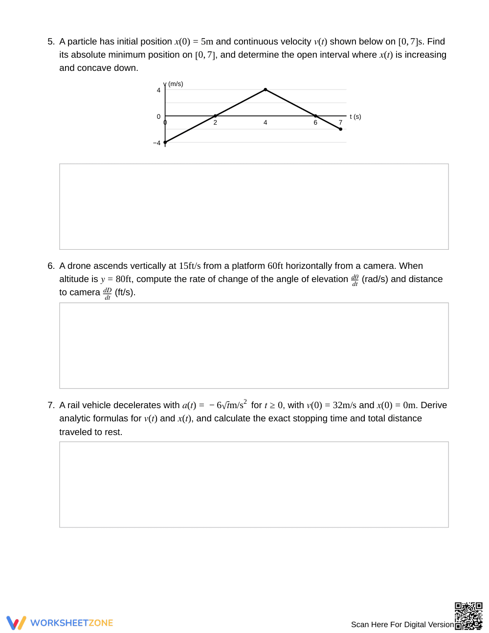 Free Kinematics Worksheet | Grade 12 Calculus - Page 3