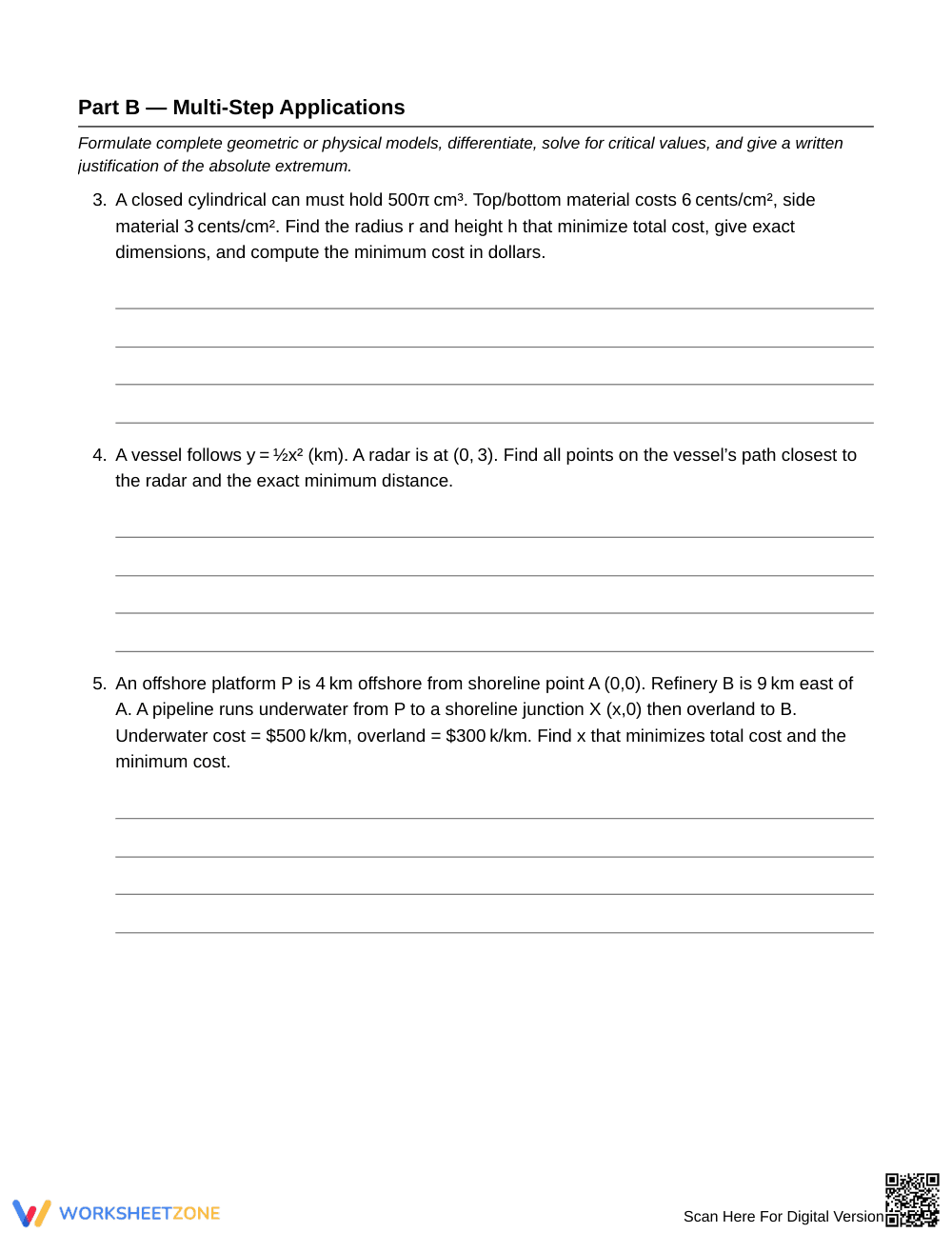 Essential Optimization Worksheet | Grade 12 Calculus - Page 2