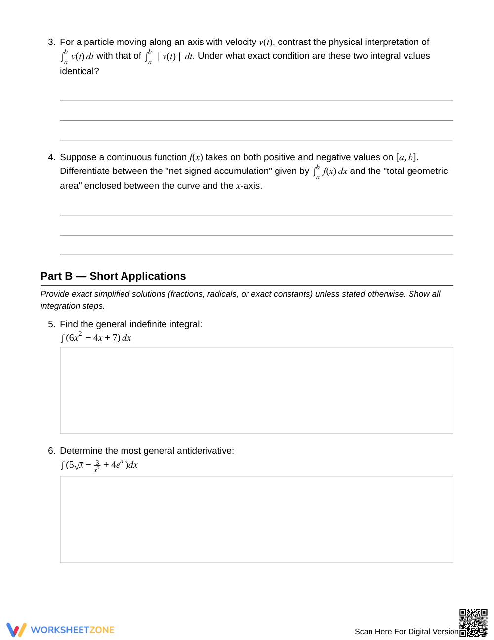 Ready Antiderivative Families Worksheet | Grade 12 Calculus - Page 2