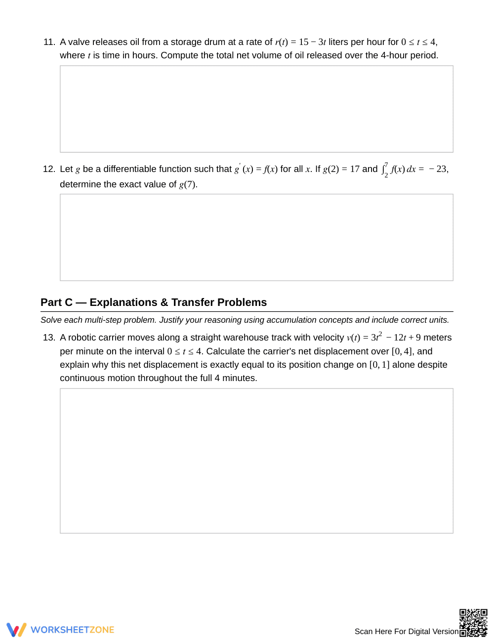 Ready Antiderivative Families Worksheet | Grade 12 Calculus - Page 4