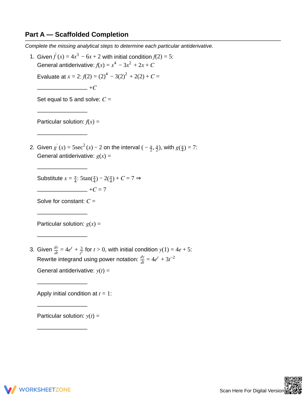 Proven Initial Condition Worksheet | Grade 12 Calculus - Page 2