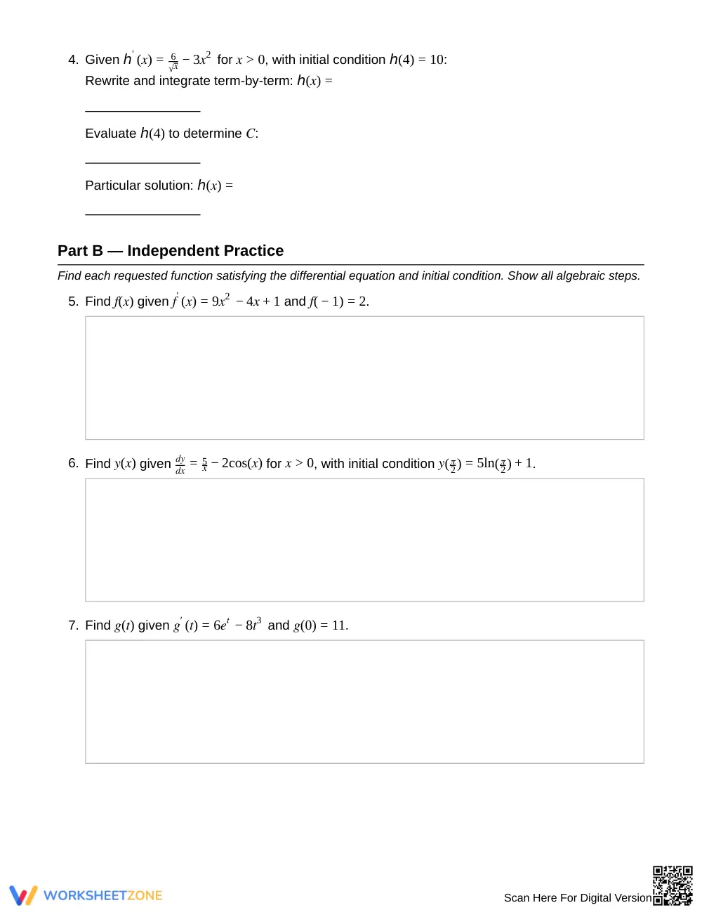 Proven Initial Condition Worksheet | Grade 12 Calculus - Page 3