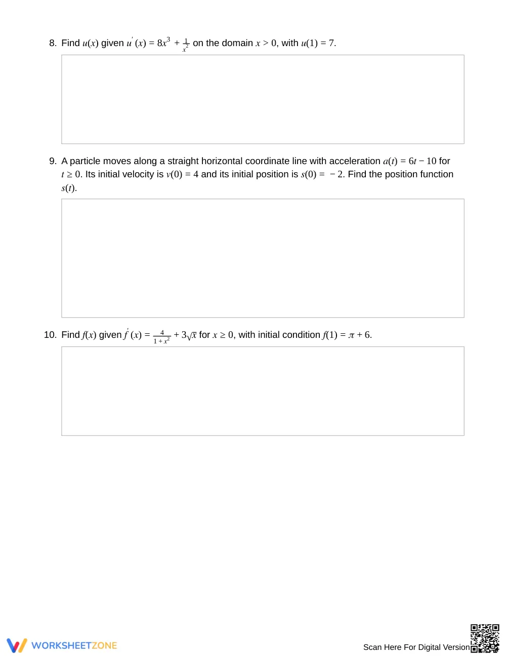 Proven Initial Condition Worksheet | Grade 12 Calculus - Page 4