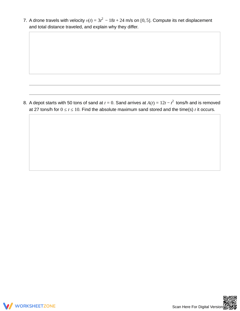 Essential Net Accumulation Worksheet | Grade 12 Calculus - Page 4