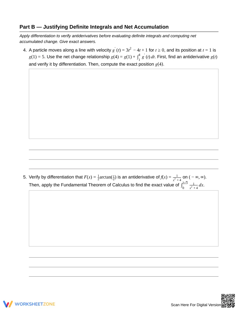 Complete Justify Integrals Worksheet | Grade 12 Calculus - Page 3