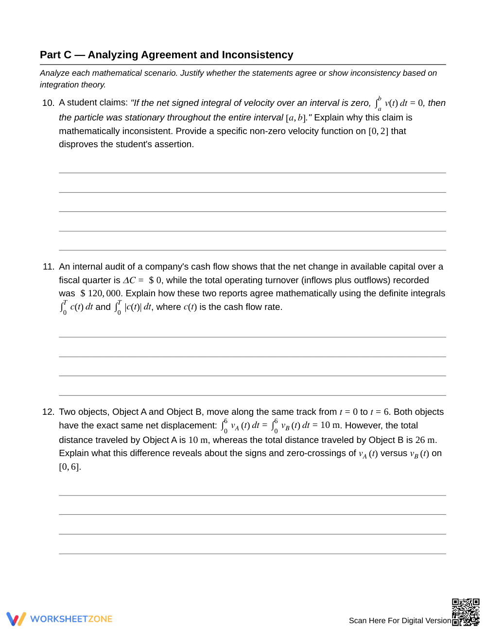 Complete Signed Integrals Worksheet | Grade 12 Calculus - Page 5