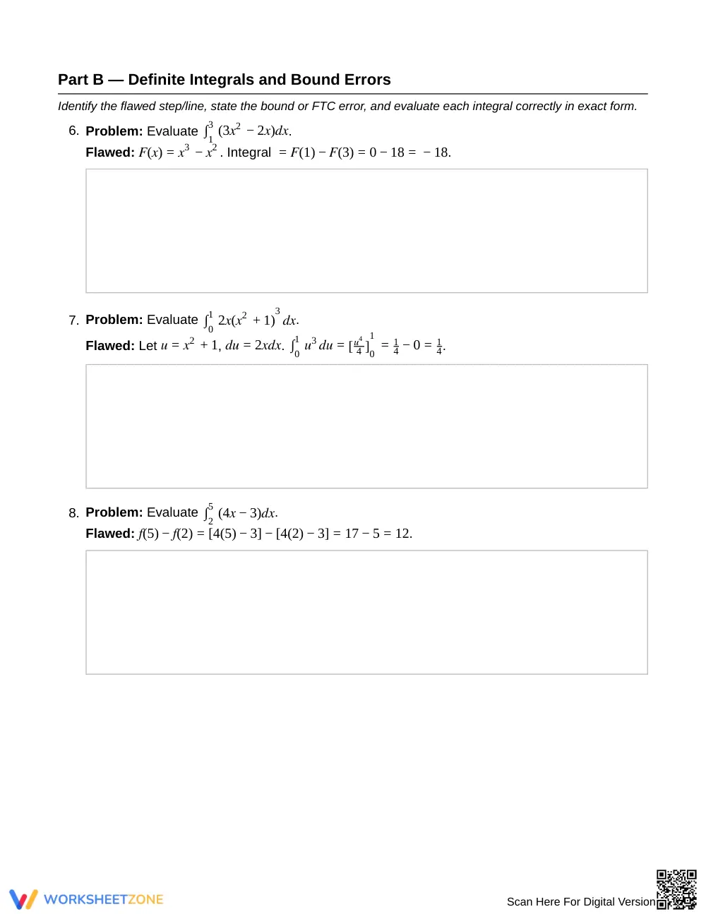 Essential Integration Errors Worksheet | Grade 12 Calculus - Page 3