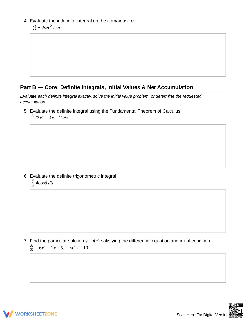 Essential Basic Integration Worksheet | Grade 12 Calculus - Page 2