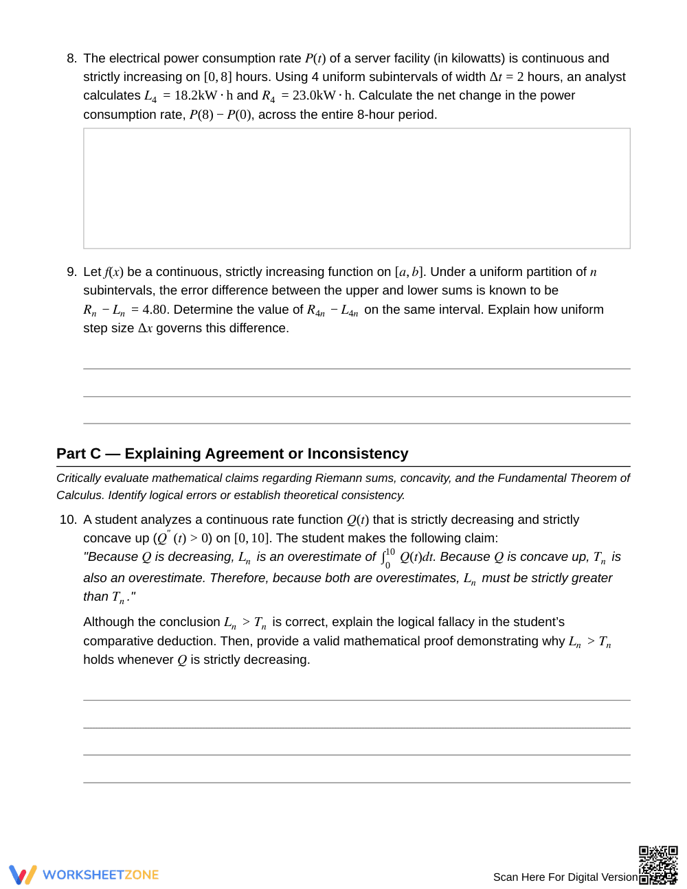 Complete Riemann Sum Bounds Worksheet | Grade 12 Calculus - Page 4