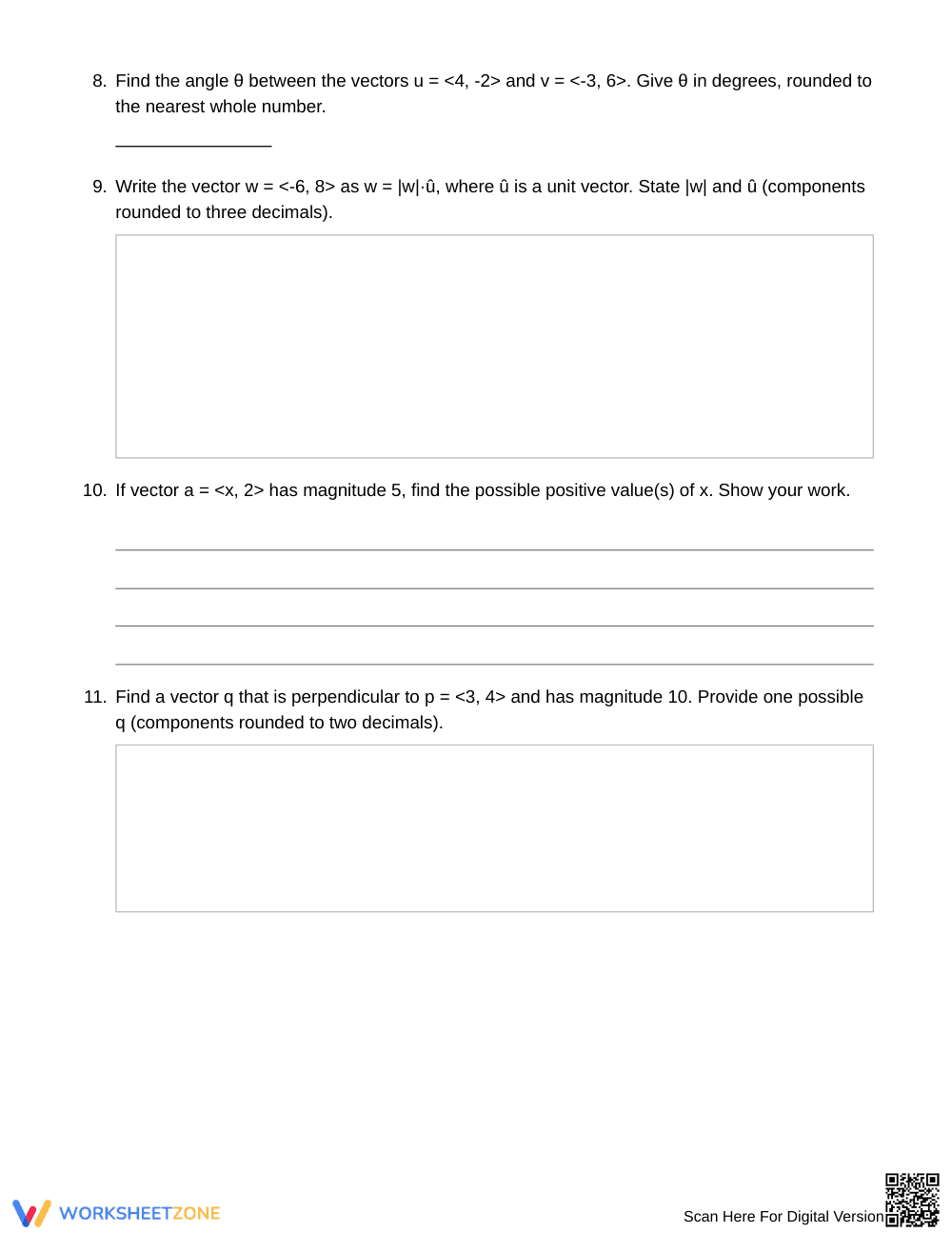 Complete Vector Operations Worksheet | Grade 12 Precalculus - Page 3