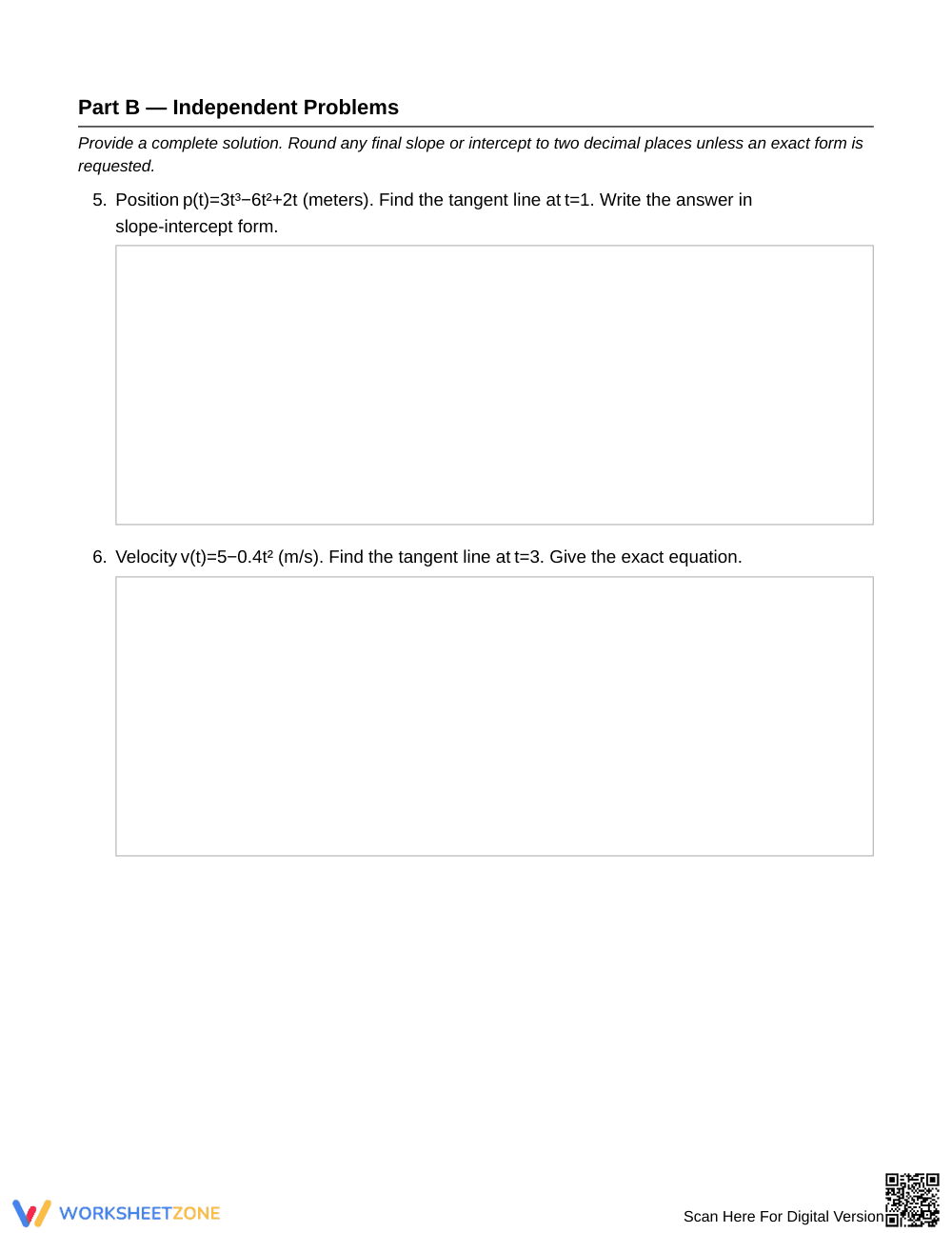 Complete Tangent-Line Models Worksheet | Grade 12 Calculus - Page 3