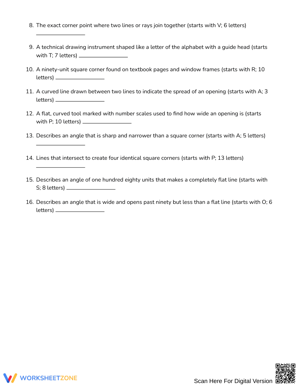 Complete Angles and Tools Word Search | Grades 3–4 Math - Page 2