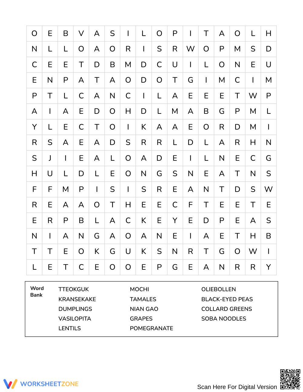Free New Year Foods Word Search | Grades 4–5 Social Studies - Page 3