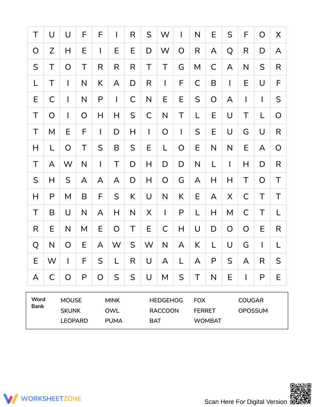 Complete Nocturnal Animals Word Search | Grades 4–5 Science - Page 2