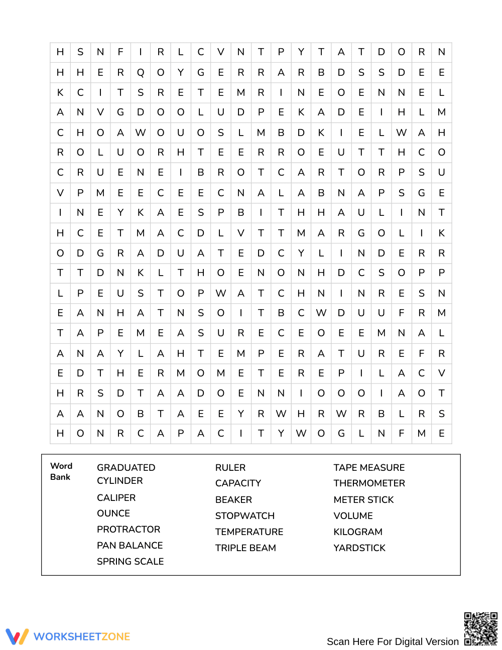 Printable Measurement Tools Word Search | Grade 4 Math - Page 3