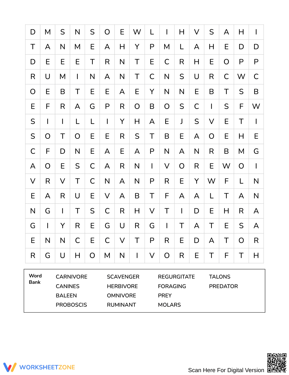 Complete Animal Diets Word Search | Grades 4–5 Science - Page 3