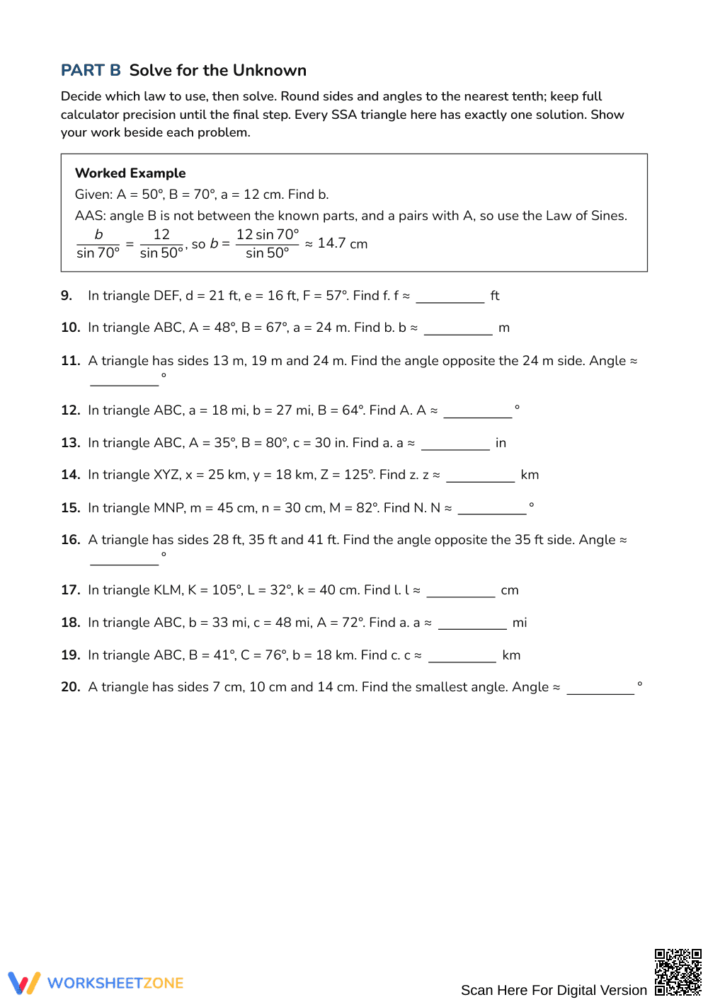 Printable Sines vs Cosines Worksheet | Grades 10-12 Math - Page 2