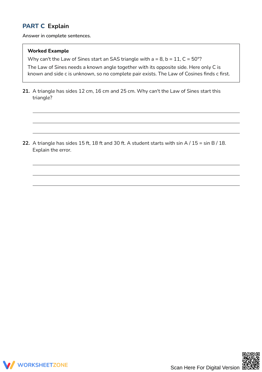 Printable Sines vs Cosines Worksheet | Grades 10-12 Math - Page 3