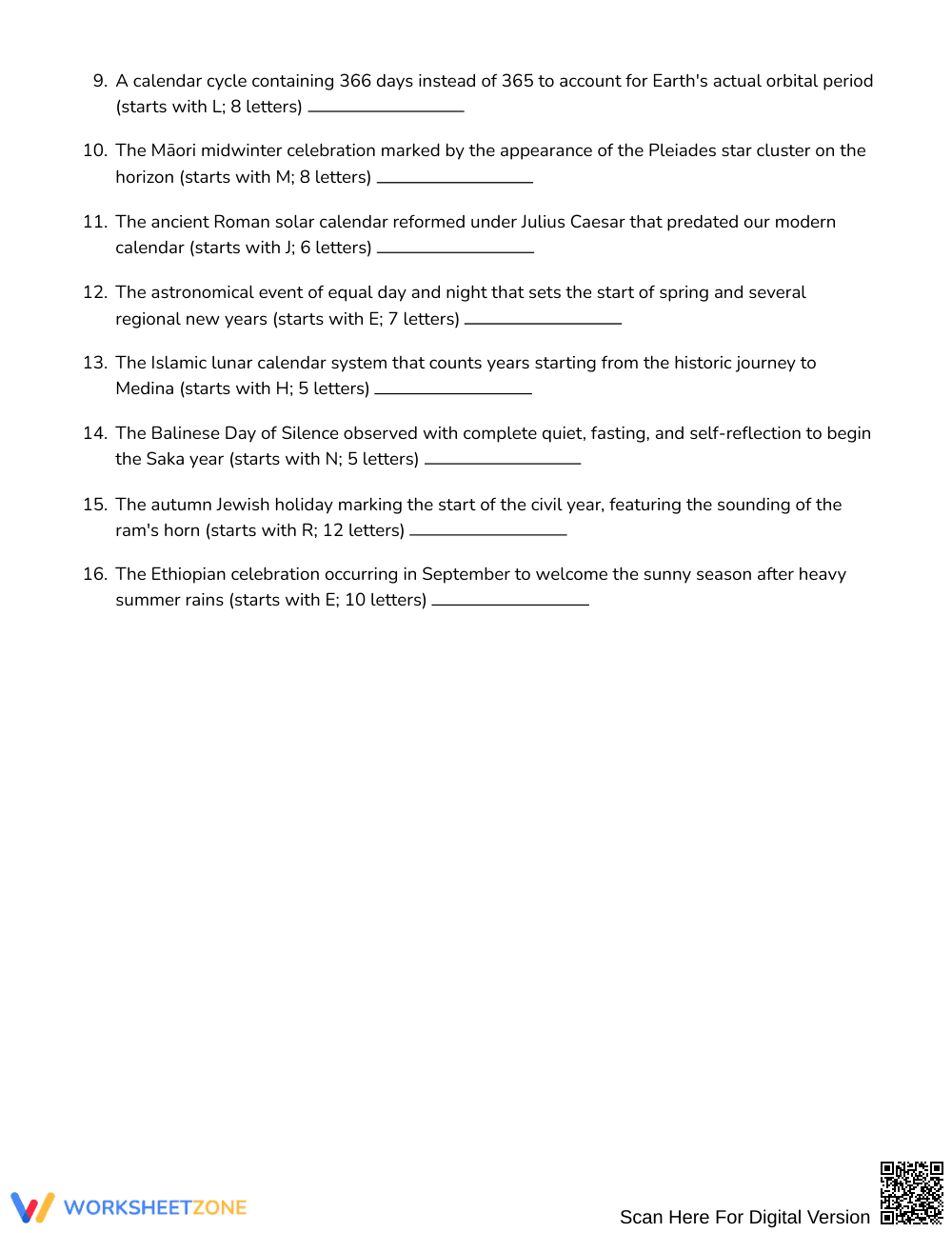 Printable Calendars Word Search | Grades 6–7 Social Studies - Page 2