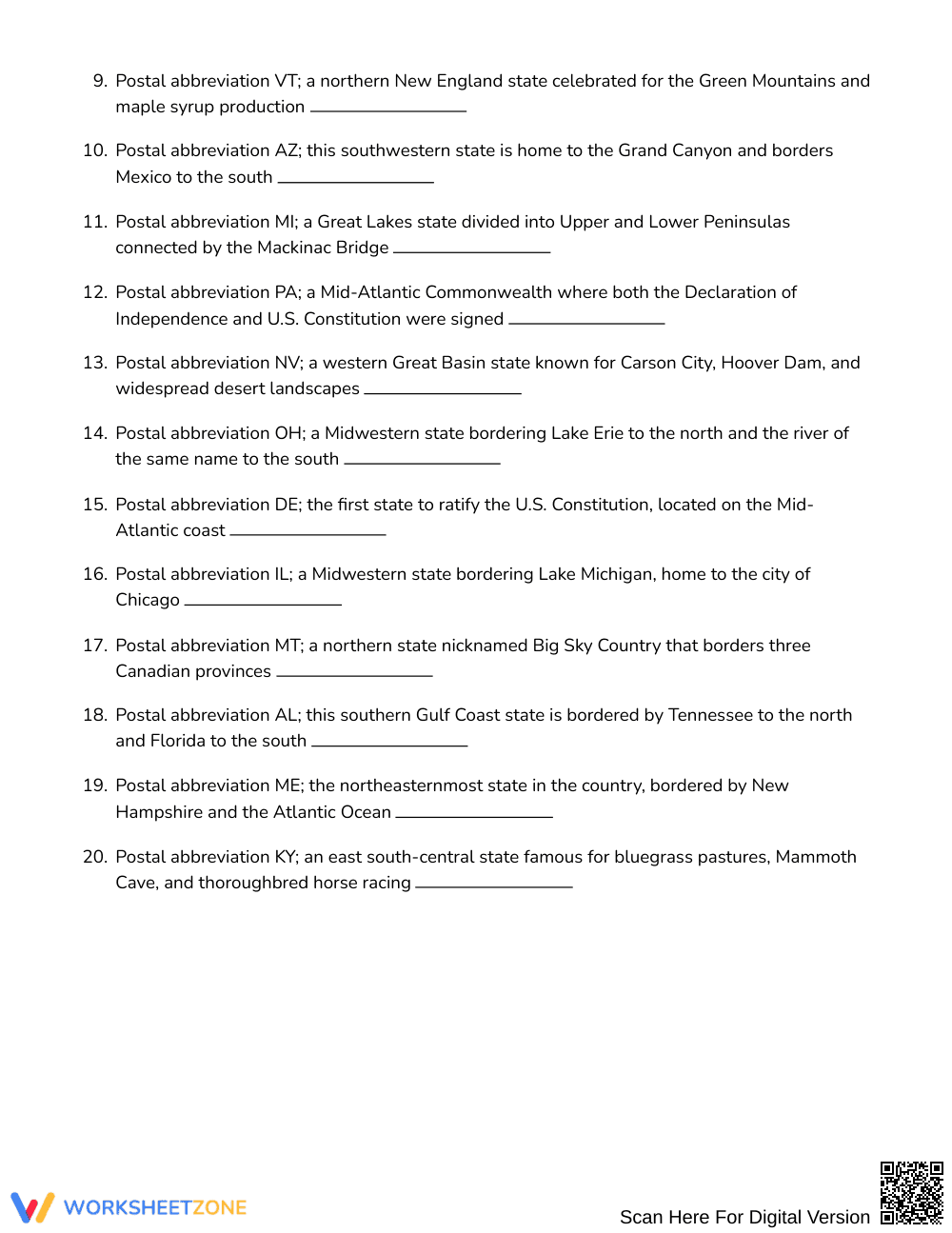 Free State Abbreviations Word Search | Grade 6 - Page 2