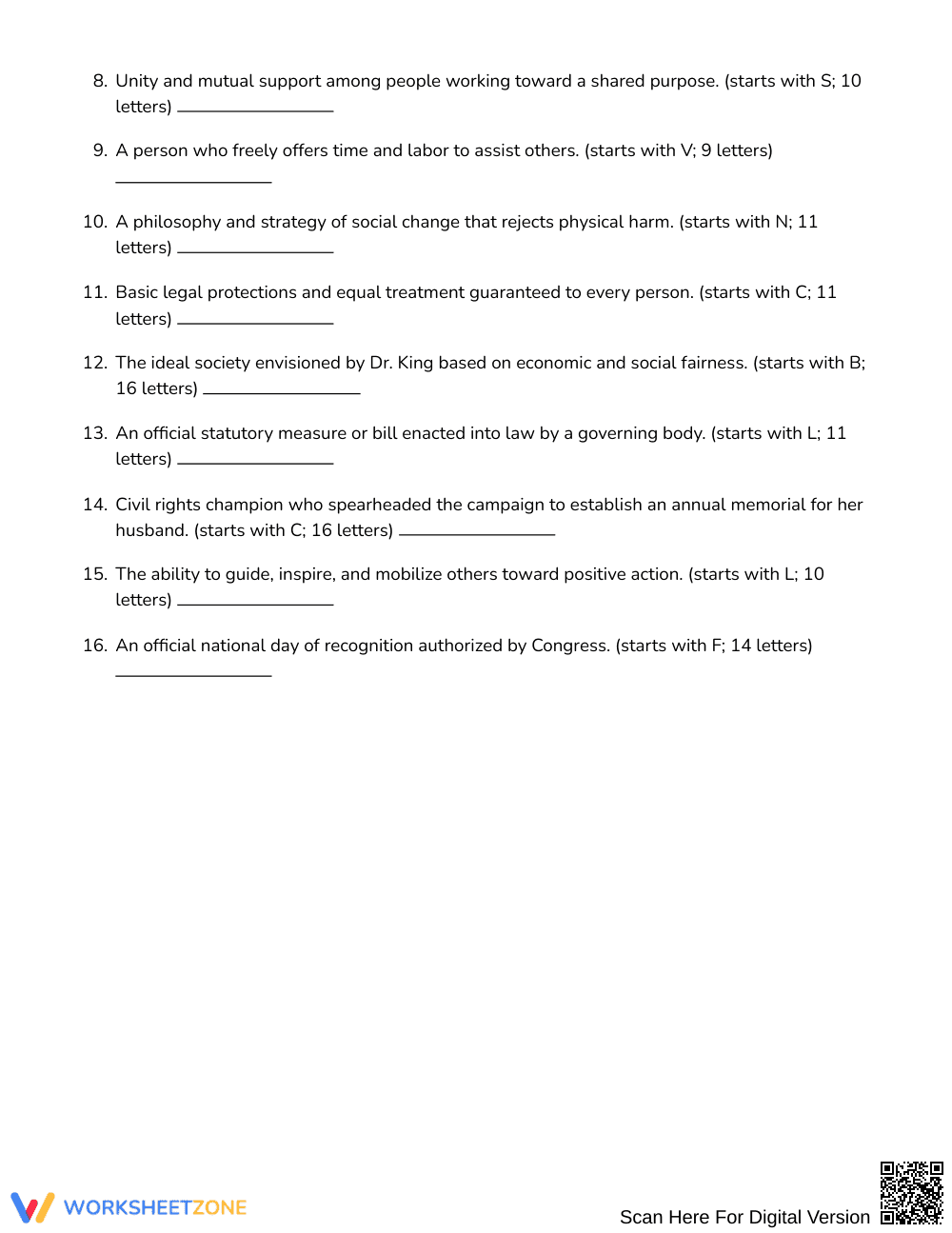 Ready MLK Service Word Search | Grades 6–7 Social Studies - Page 2
