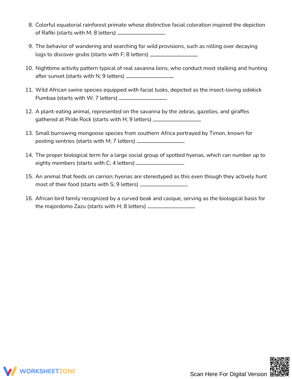 Complete Lion King Biology Word Search | Grades 6–7 Science - Page 2
