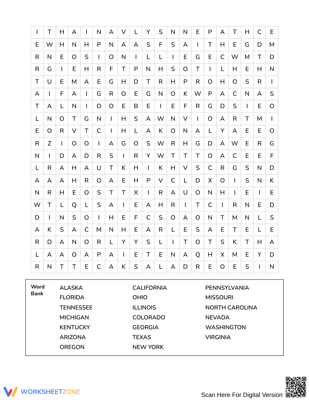Printable US States Word Search | Grades 7–8 Social Studies - Page 3
