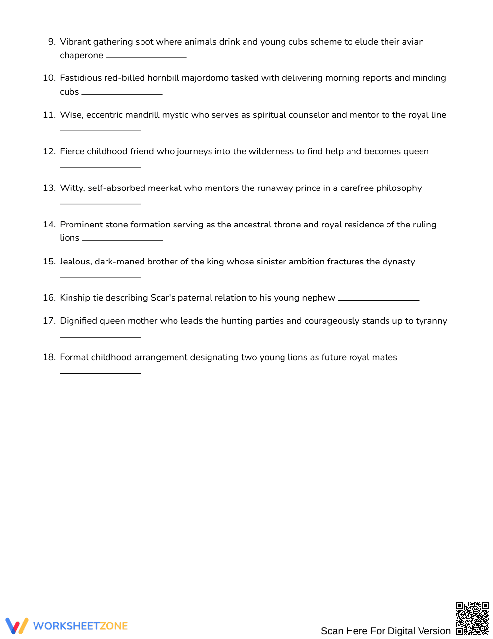 Complete Lion King Characters Word Search | Grades 7–8 ELA - Page 2