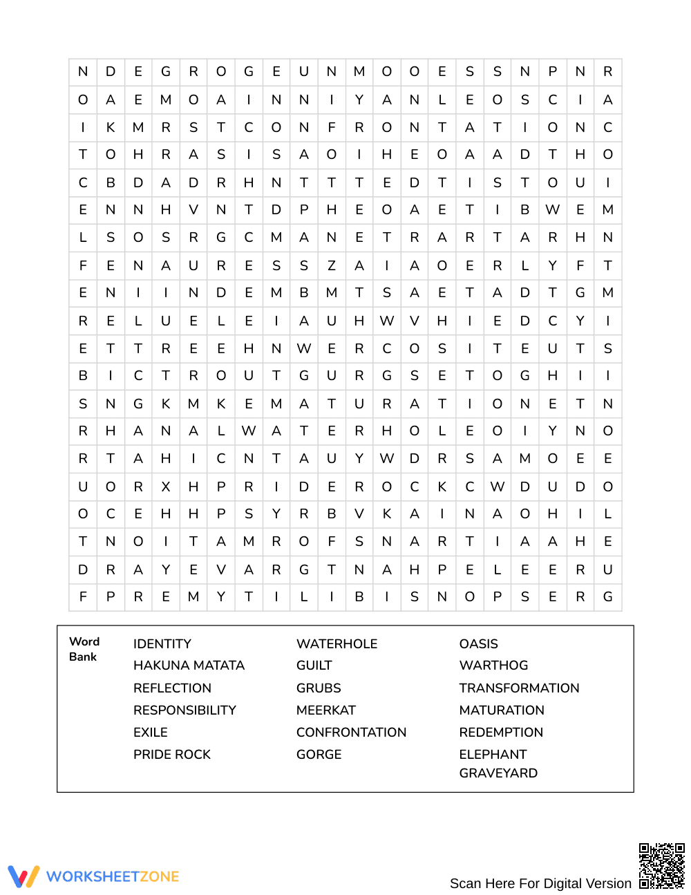 Printable Lion King Journeys Word Search | Grades 7–8 ELA - Page 3