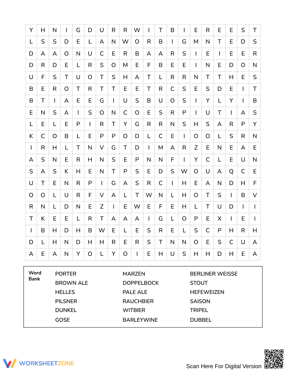 Printable Beer-Style Vocabulary Word Search | Adults ELA - Page 3