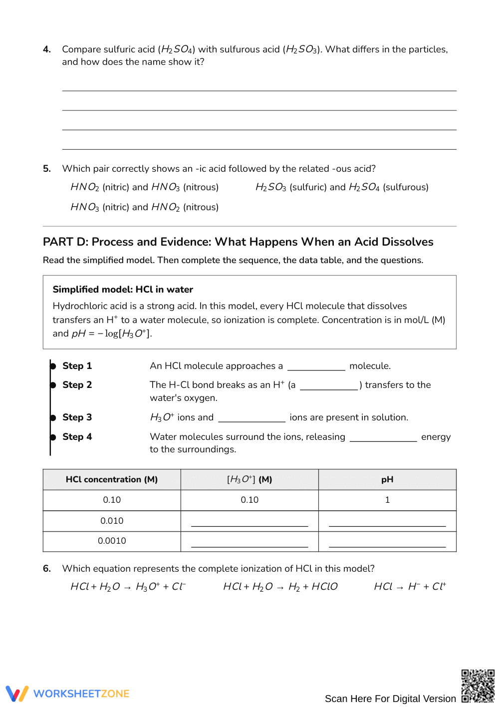 Printable Acid Naming Worksheet | Grades 9‑12 Science - Page 3