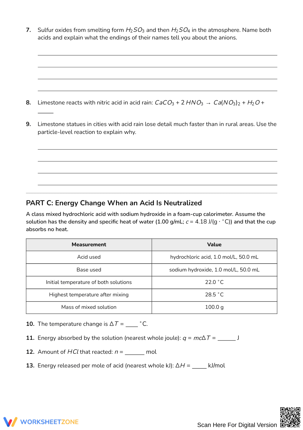 Complete Acid Naming Worksheet | Grades 9-12 Science - Page 3