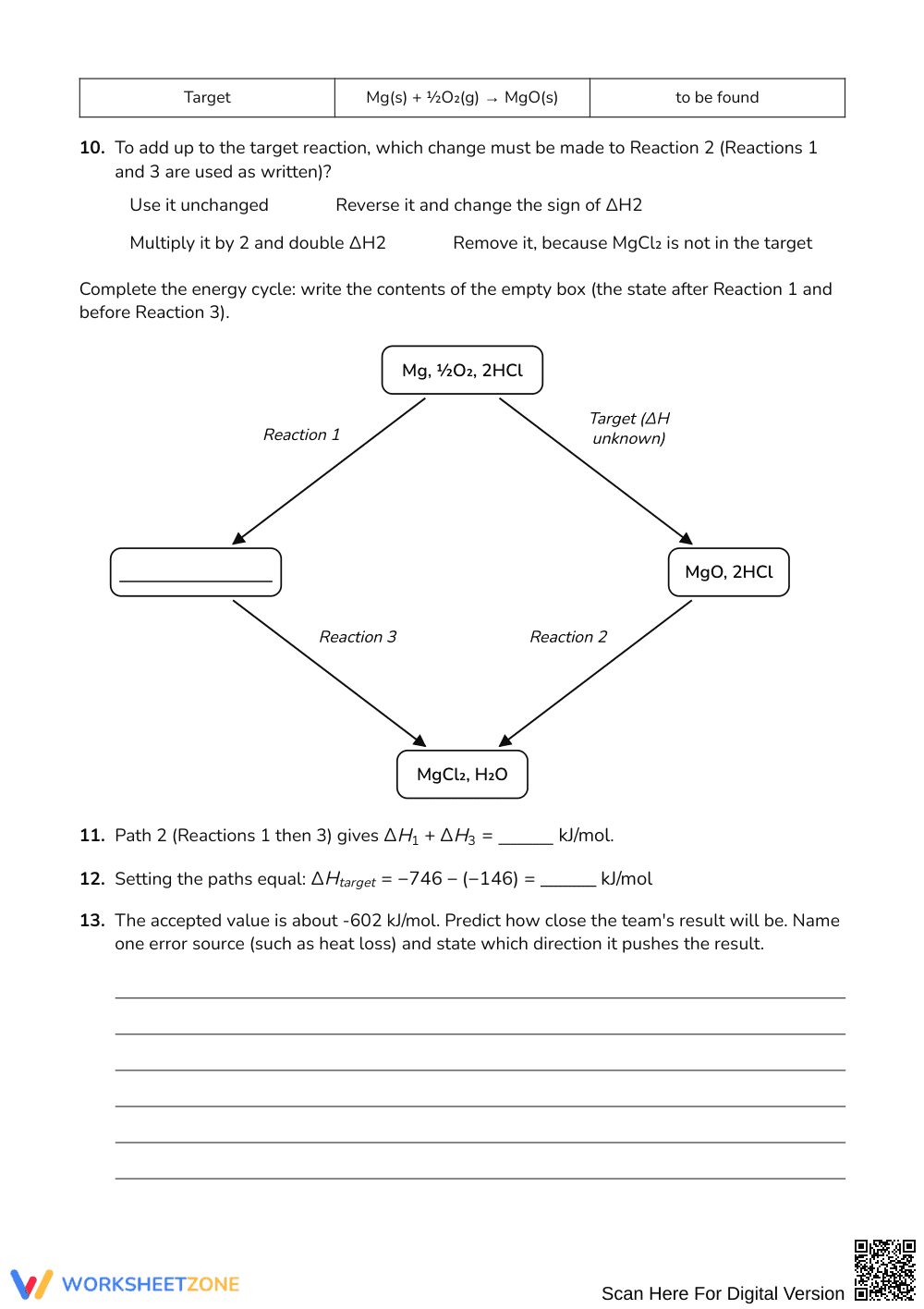 Ready Hess's Law Variables Worksheet | Grades 9-12 Science - Page 3