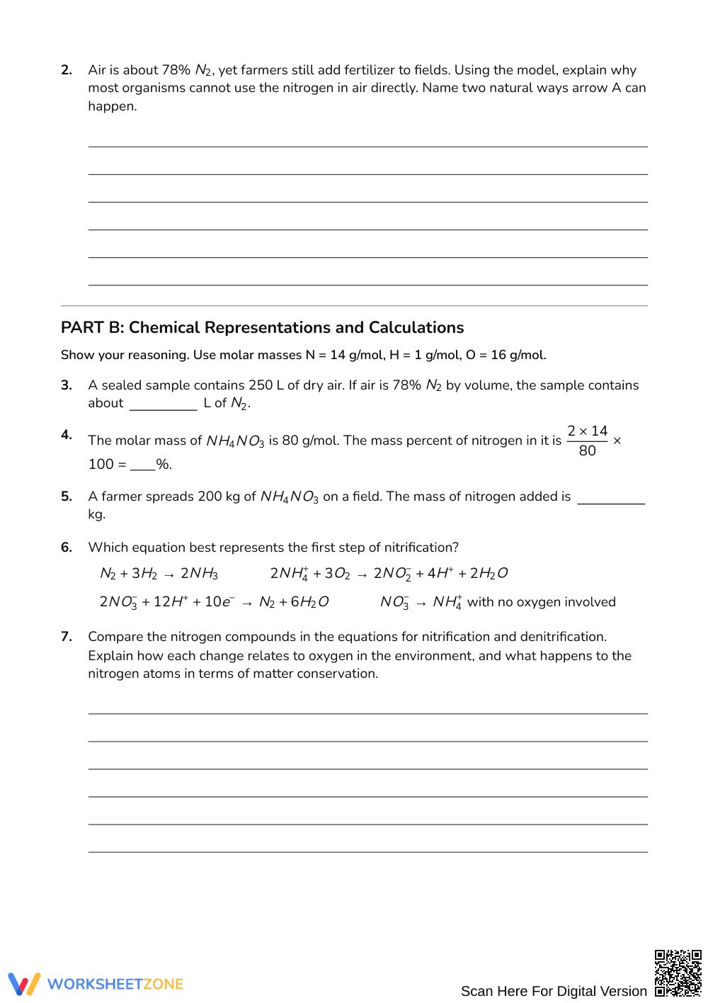Complete Nitrogen Cycle Worksheet | Grade 9-12 Science - Page 2