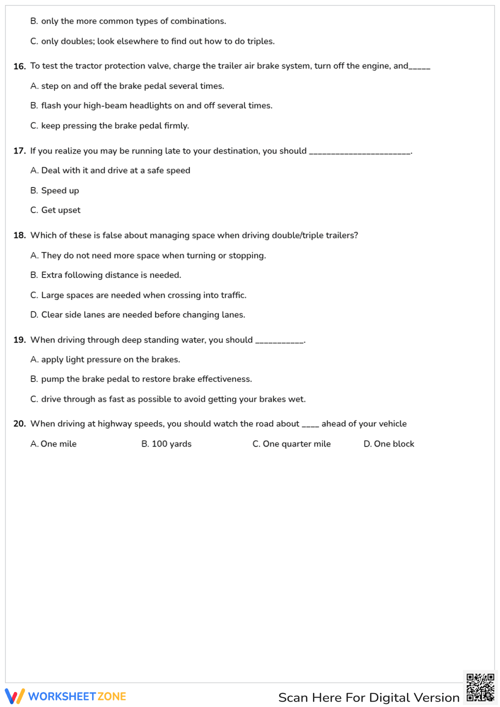 Free printable Oregon CDL Doubles/ Triples Trailers worksheet part 4 - Page 3
