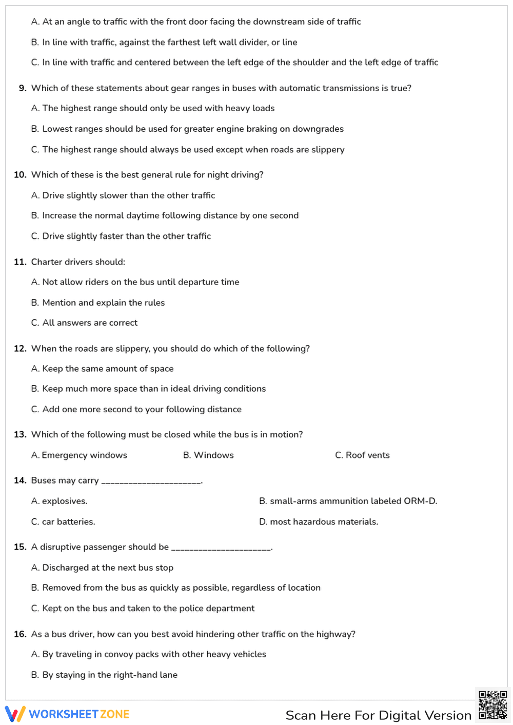 Free printable Delaware CDL Passenger Vehicles worksheet part 5 - Page 2