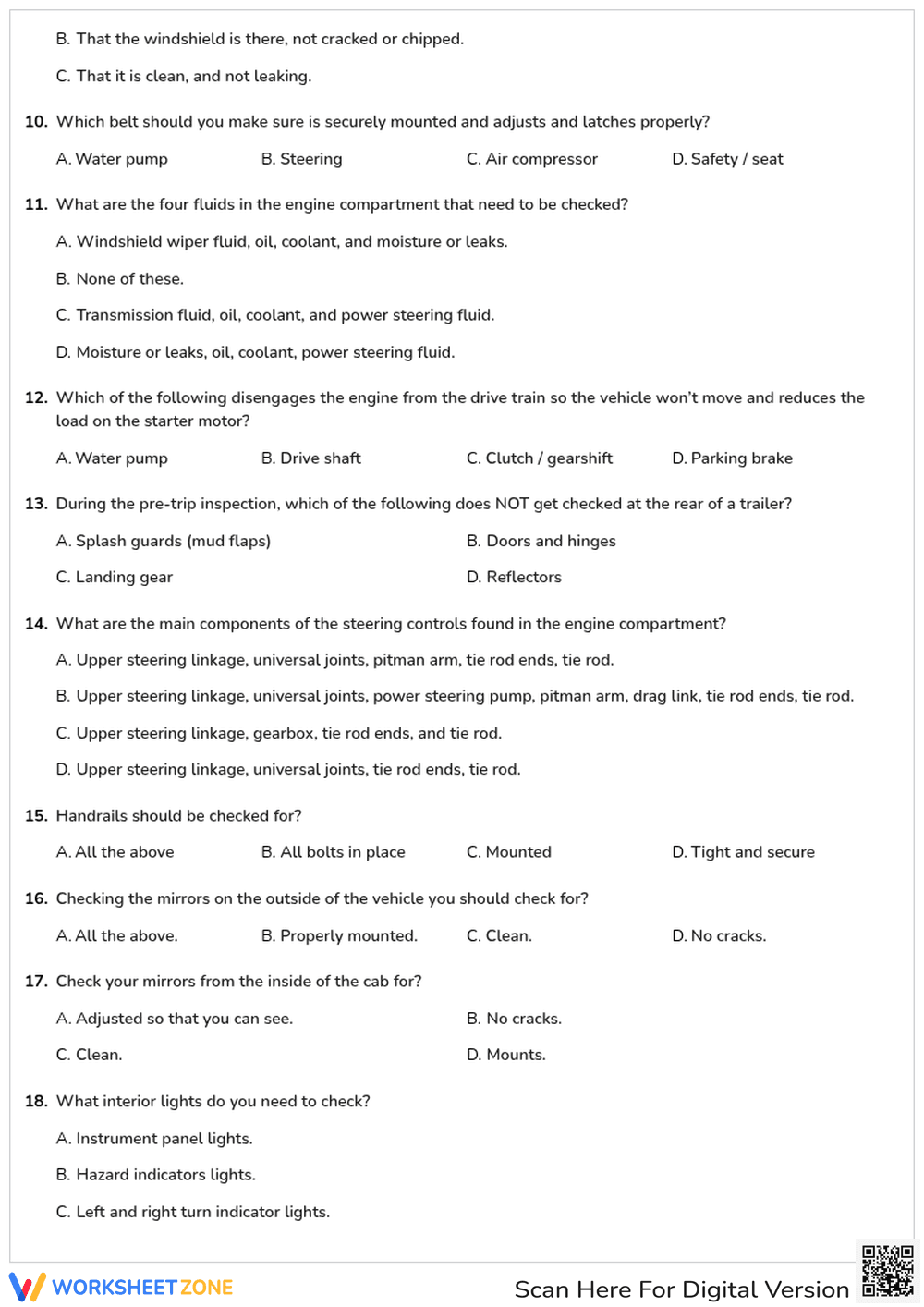 Free printable Virginia CDL Pre-Trip worksheet part 2 - Page 2